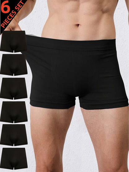 Men's Seamless Breathable Boxer Briefs - 6 Pack Solid Colors