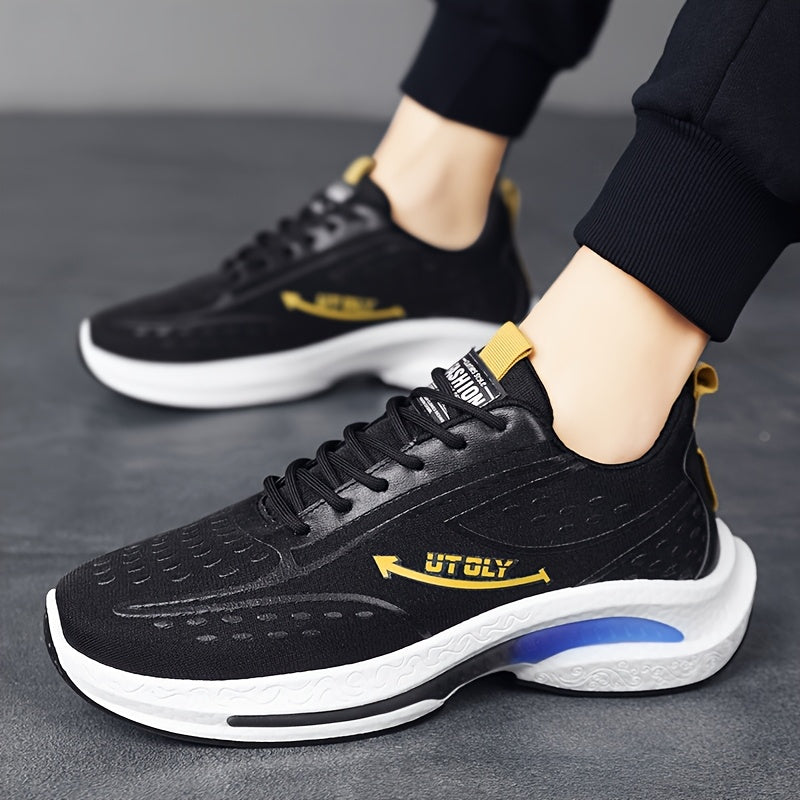 Men'S High-Top Lace-Up Athletic Sneakers - Breathable Fabric, PVC Sole, EVA Insole, Stylish Blue  White Design for Casual and Outdoor Activities, Everyday Sneakers   Sporty Casual Shoes   Durable PVC Sole