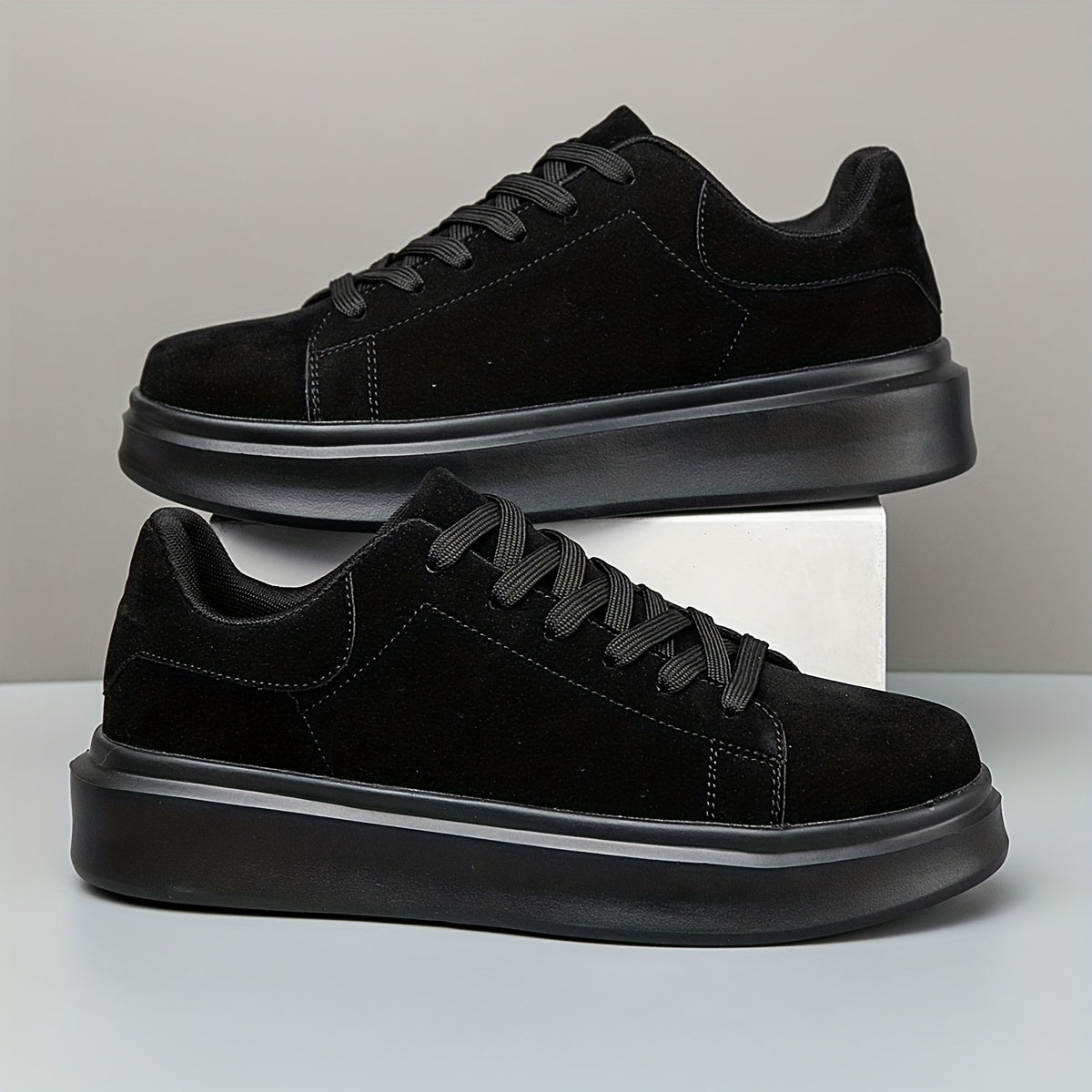 Men's Shoes, Unisex, Plus Size, Discounted Footwear, Versatile Black Skate Shoes, Fiber Fabric, Lightweight Casual Sneakers, Suitable for Outdoor Daily Commuting Activities - ayq