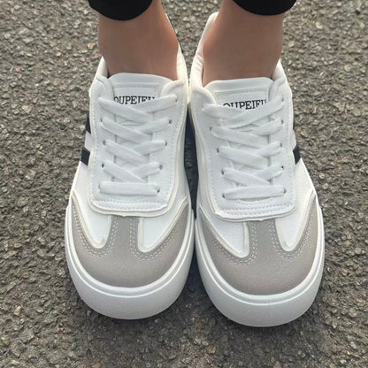 Women's Retro Platform Sneakers, Chunky Lace-Up Casual Shoes