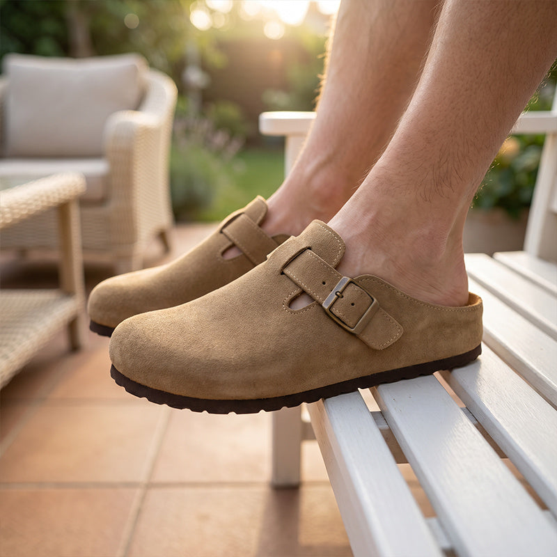 Men's Comfortable Backless Slip-On Slippers with Thick Sole