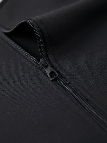 95% Polyester, 5% Spandex 2pcs Men's Set, -Lined Warm Casual Color-Block Zip-Up Sweatshirt with Pockets + Drawstring Pocket Elastic Waist Jogger Pants, 250g Men's Casual Sportswear Set, Global Four-Season Base Layer, Factory-