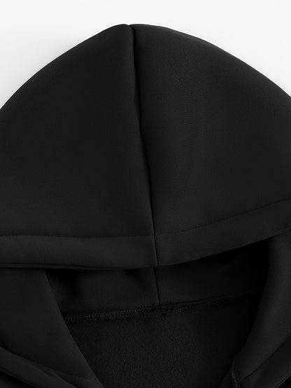 Women’s Short Hooded Zipper Sweatshirt with Geometric Print