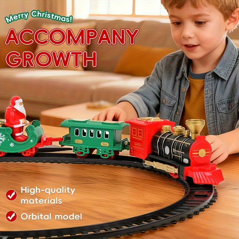 Electric Christmas Train Set | Hanging Christmas Tree Decoration, Indoor & Outdoor Use, Battery Powered, Weather Resistant, Suitable for Children, Red, Green - QWK Brand