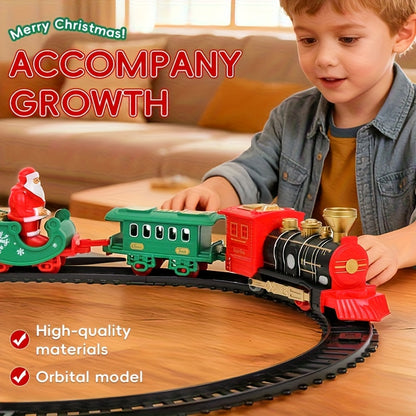 Electric Christmas Train Set | Hanging Christmas Tree Decoration, Indoor & Outdoor Use, Battery Powered, Weather Resistant, Suitable for Children, Red, Green - QWK Brand