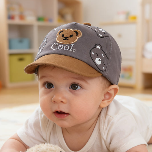 Infant Baseball Cap with Cute Bear Design for Spring Summer