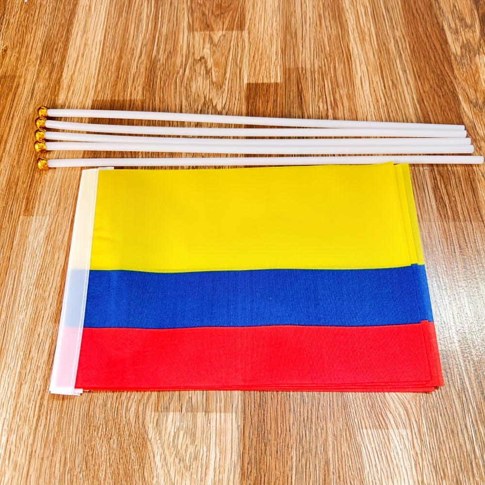 Colombia Handheld Flag Set 5pcs, 14x21cm Polyester for Sports