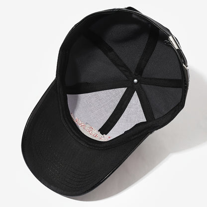 California Golden State PU Leather Baseball Cap - Unisex, Adjustable, Button Closure, Sun Protection, Holiday-Themed, Handcrafted with Embroidery and Woven Design