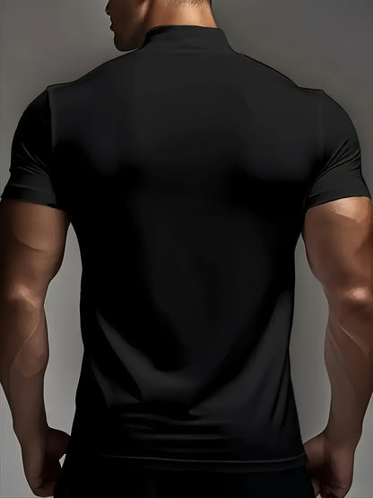 Men's High-Neck Short-Sleeve T-Shirt for Spring and Summer - Fashionable, Comfortable, and Essential for Casual Wear - ayq