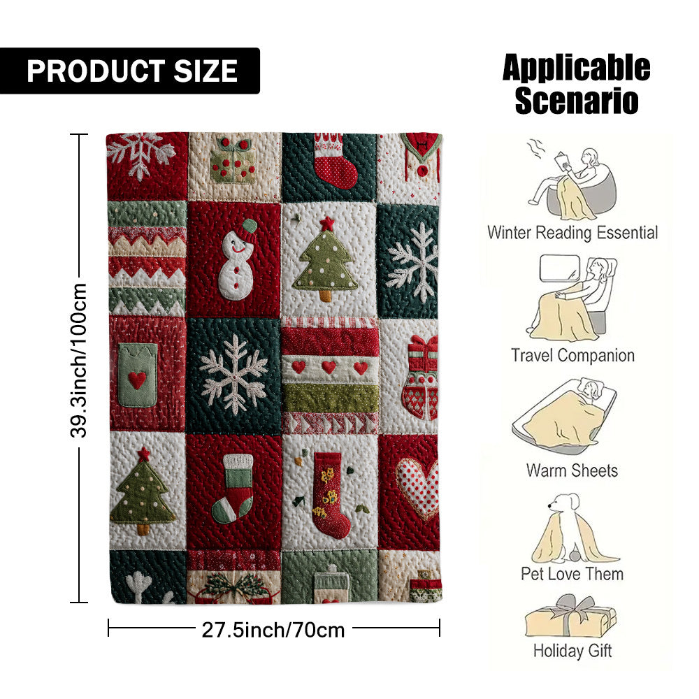 1pc Soft Holiday Flannel Blanket - Cozy Christmas & New Year'S Design with Snowflakes, Stockings, Hearts - All-Season Throw for Couch, Bed, Chair, Living Room, Office - Perfect Gift For Home Decor, Christmas Blanket, Festive