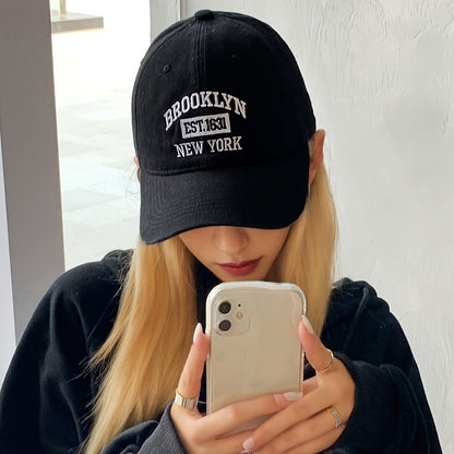 Brooklyn NY Embroidered Baseball Cap, Unisex Polyester Cotton Blend, Lightweight Breathable Sport Cap, Adjustable One Size, Hand Washable, Perfect for Valentine'S Day - Lightweight & Inelastic