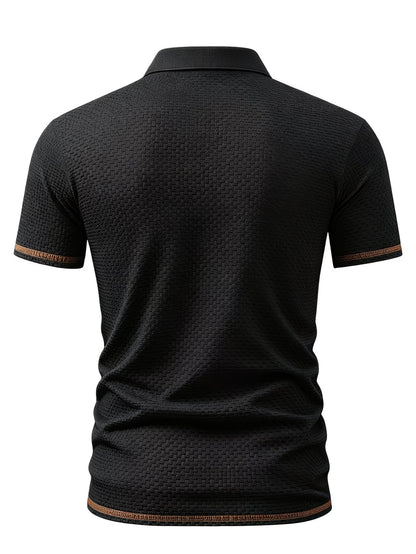 Boys' Preppy Polo Shirt with Geometric Pattern, Summer Wear