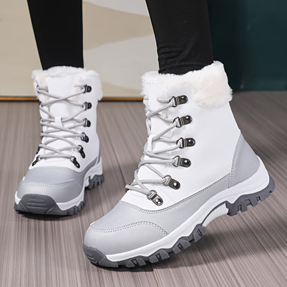 Women's & Men's Heavy-Duty Winter Snow Boots - Thickened Round-Toe Traction Tires, Faux Upper & TPR Sole, Unisex High-Ankle Trekking Boots for Skiing, Ice, Hiking, Snowshoeing - Cold Weather Outdoor Footwear