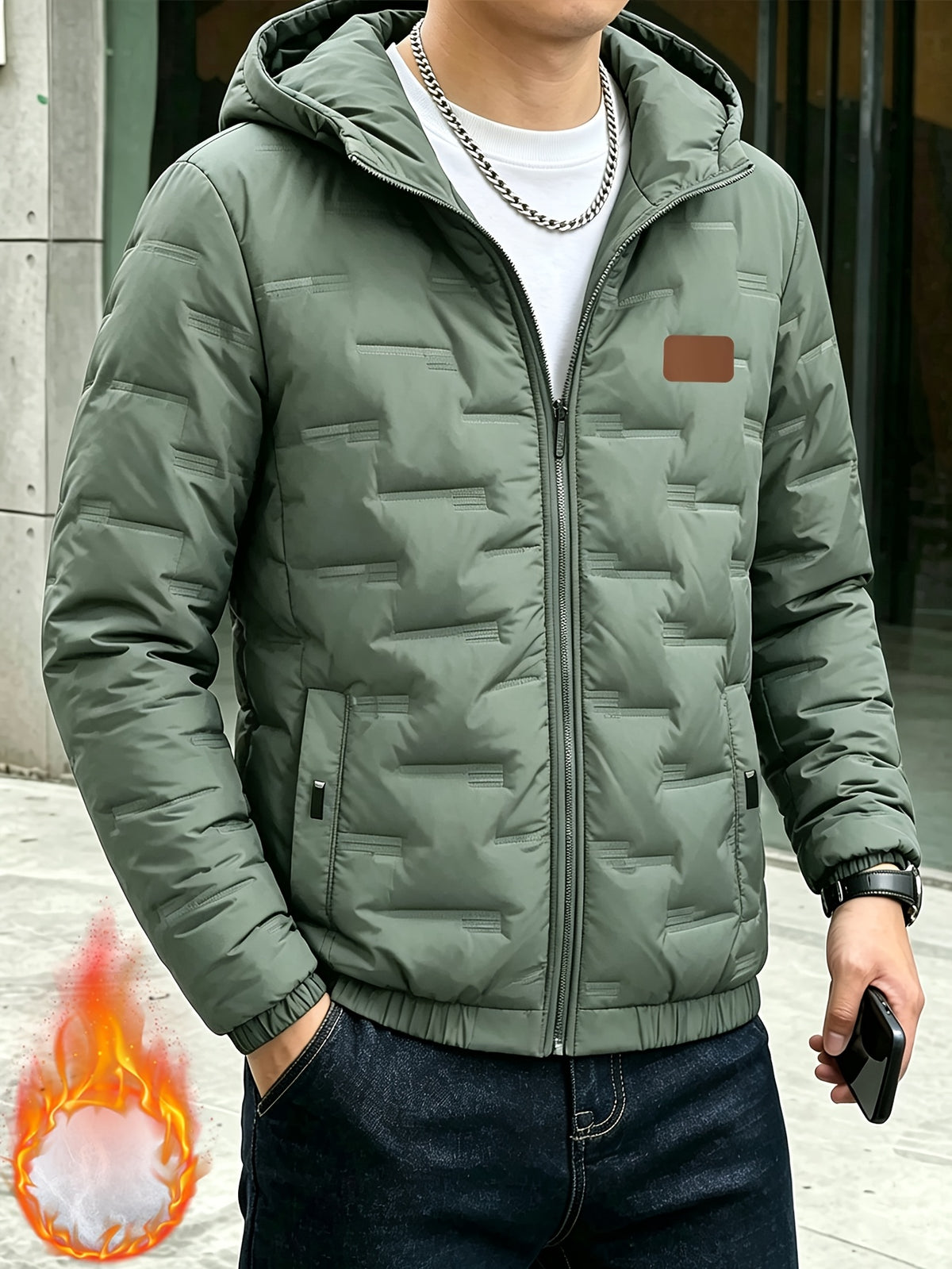 Men's Hooded Zipper Jacket for Fall Winter Outdoor Sports