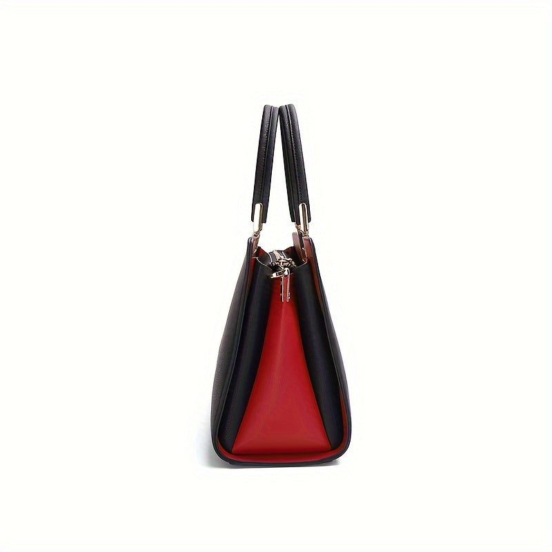 Elegant Black Split Leather Satchel Bag with Removable Strap