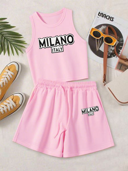 Casual Women's Two-Piece Set with Printed Top & Shorts