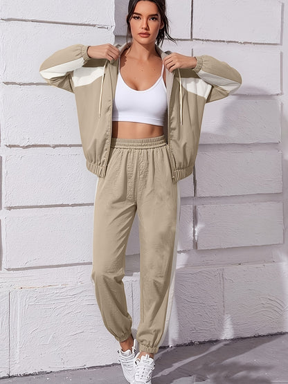Women's Athletic Hoodie & Side-Stripe Pants Set for Spring/Fall - ayq