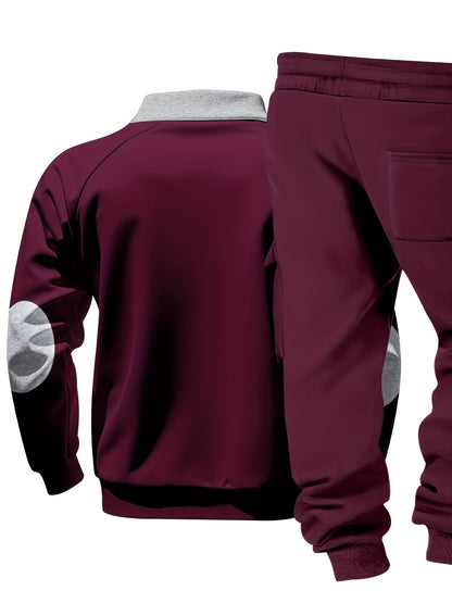 Men's New Product: Men's Casual Sportswear Set for Outdoor Workwear and Daily Commuting, Fashionable Hoodless Sweatshirt with Lining and Extra Thickness, Suitable for Outdoor Walks