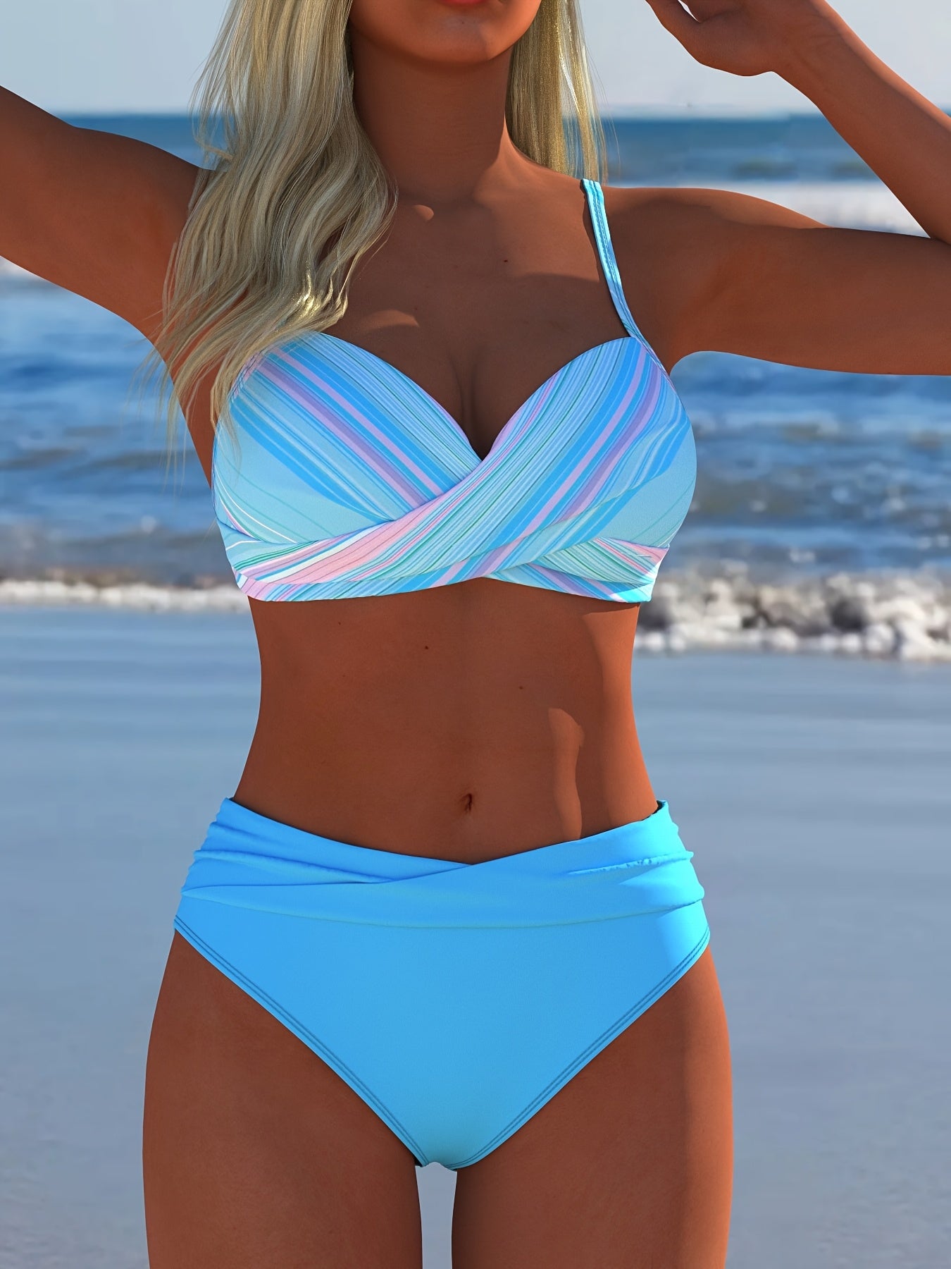 Women’s Two-Piece Swimwear Set with High Stretch Polyester