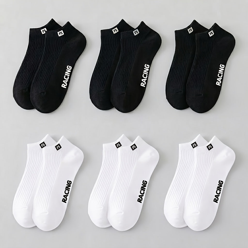 6 Pairs Men's Breathable Short Athletic Socks for Summer