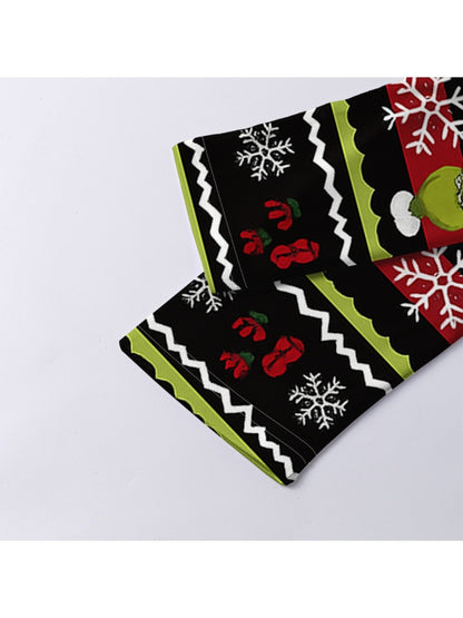 Men's Christmas & Halloween Novelty Sweater Shirt - Long Sleeve Green/Yellow/Golden Sweater Vest-like Top with Santa, Reindeer & Snowflake Patterns, Machine Washable Casual Party Outfit for Xmas, New Year's Events (Regular Fi