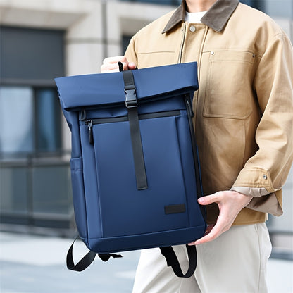 Casual Roll-Top Oxford Backpack for Men, College & Commuting
