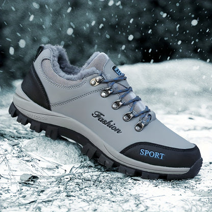 New Autumn-Winter Men's Snow Sports Shoes, Fleece-Lined Warm and Slip Resistant with Durable Rubber Sole for Outdoor Activities in the snowy terrain like Hiking, Cross Country Running & Travel