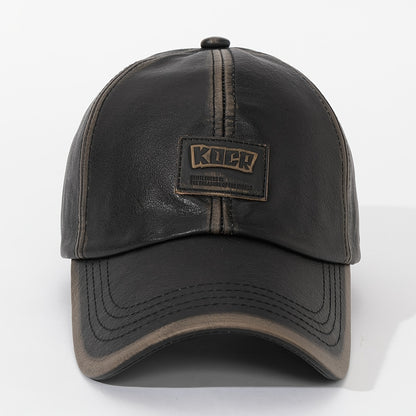 1pc/4pcs Vintage Washed PU Leather Baseball Cap for Men & Women - Adjustable High Quality Golf & Equestrian Hat, Father’s Day/Mother’s Day Gift, Casual Outdoor Sun Hat with Classic Six-Panel Design, Durable Headwear