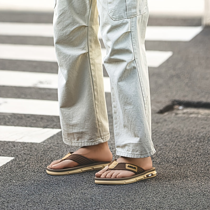 Men's Casual Slip-On Beach Sandals with Durable Rubber Sole