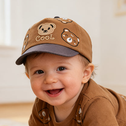 Infant Baseball Cap with Cute Bear Design for Spring Summer