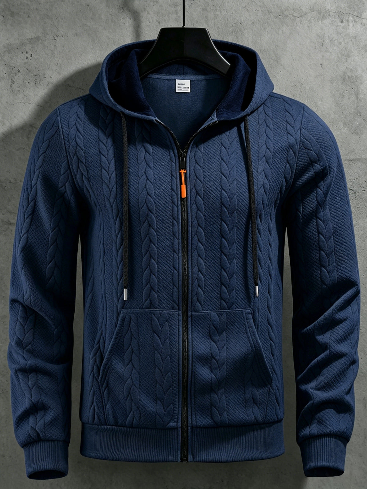 Men's Cable Knit Hooded Jacket Casual Fall Winter Outerwear