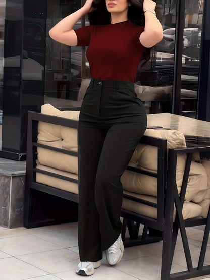 Women's Casual Slim-Fit Solid Color Long Pants