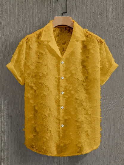 Men's Casual Short-Sleeve Polyester Shirt for Spring and Fall