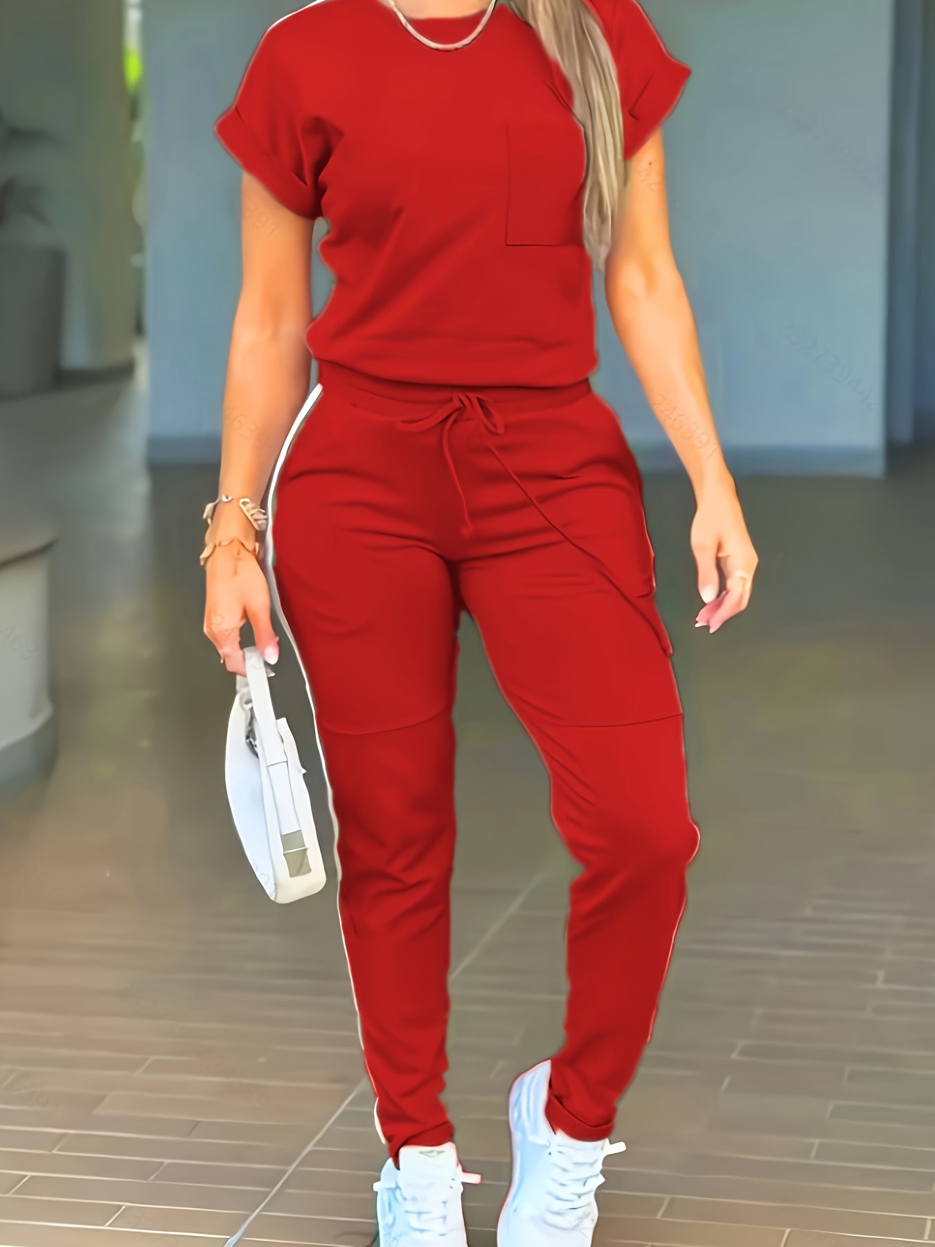 Women'S Casual Solid Color Patchwork Outfit for Spring And Summer