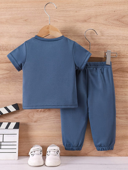 Summer Boys' Casual T-Shirt & Pants Set 0-3 Years Polyester - ayq