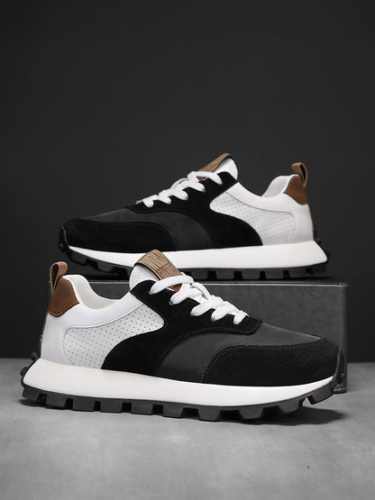 2025 Spring Men'S Breathable Low-Top Sneakers - Thickened Cushioned Rubber Sole, Men'S New Breathable Mesh Platform Dad Shoes Casual Height Increase Sports Shoes