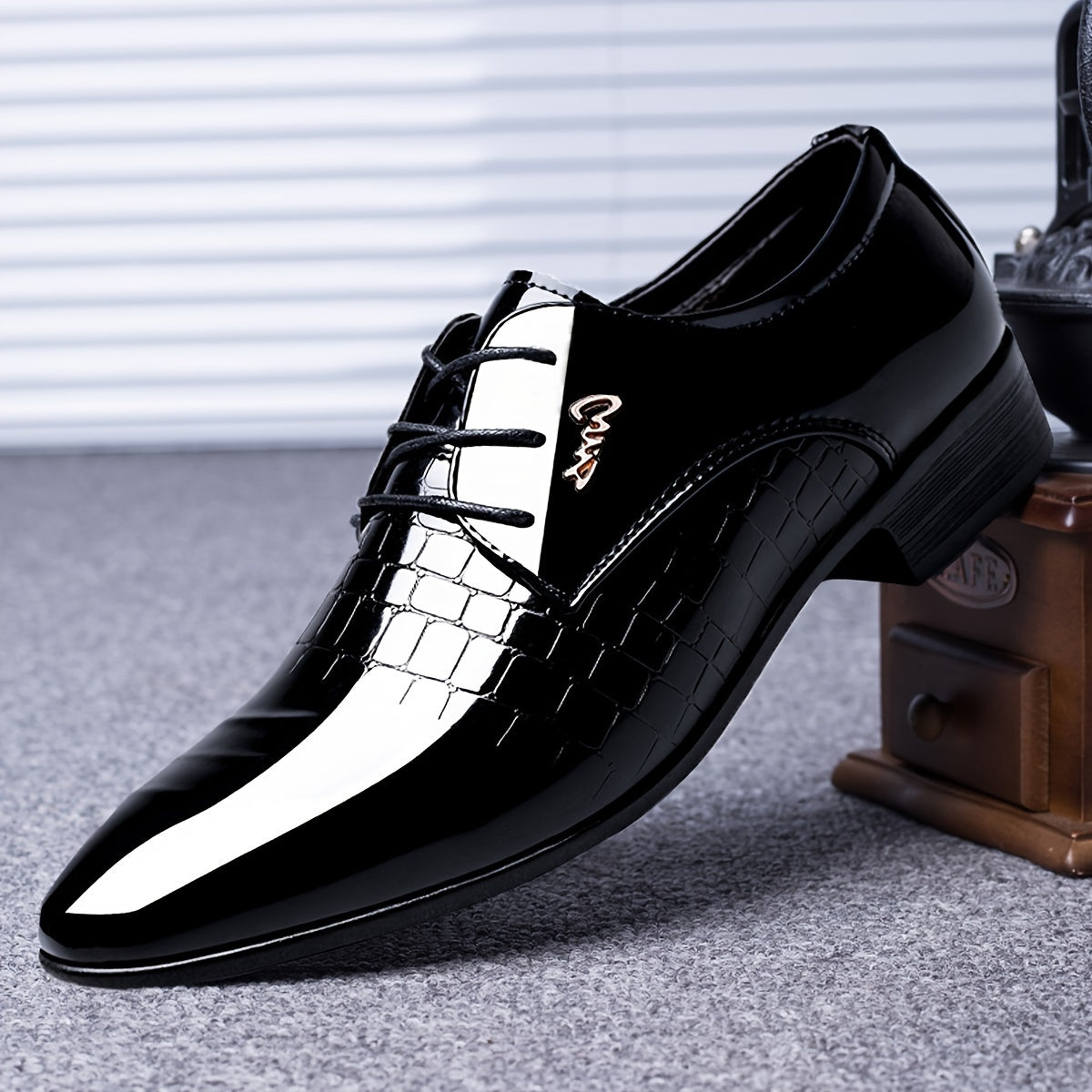 Men's Dress Shoes, British Style Elegant Lace-up Pointed Toe Loafers, Wedding Shoes, Gift for Men, Youth Formal Business Casual Shoes, Black - ayq