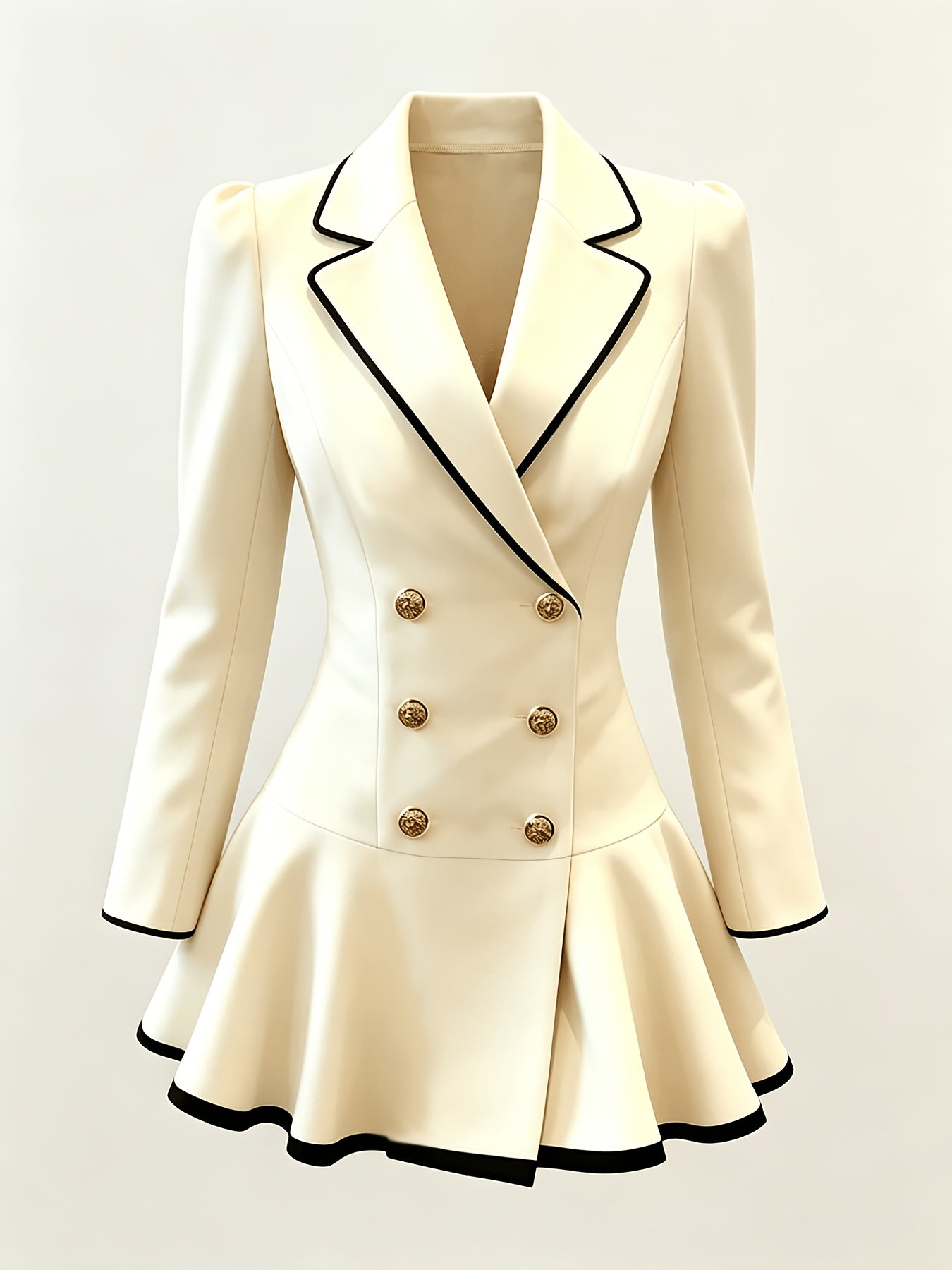 Girls' Casual Lapel Dress with Double-Row Buttons and Ruffles