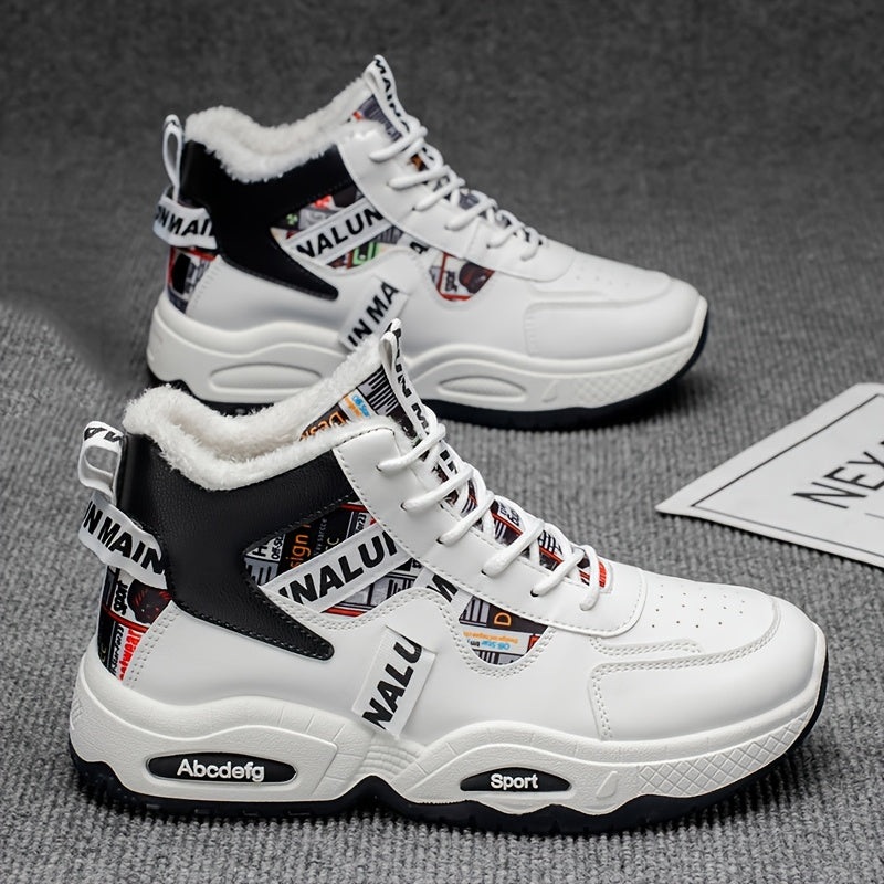 Men's Winter Snow Boots with Thick & Height Increase - Heavy-Duty PU Upper, -Absorbing PVC Sole, Lace-Up Ankle for Ice Traction - Outdoor Ice Skating,, Daily Use (Warm Mid-Calf/Ankle-High)