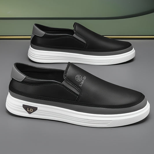 Men's Casual Slip-On Shoes - Lightweight PU, All-Season Comfort