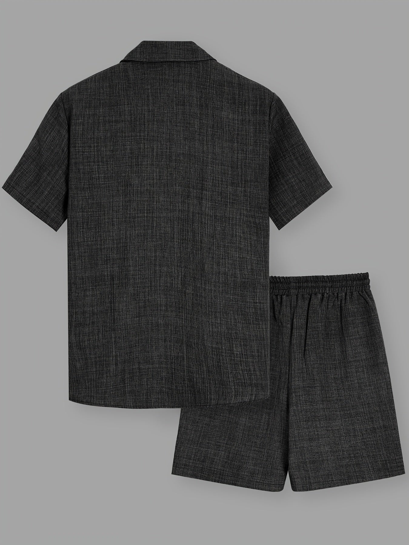 Men's Summer Casual Solid Color Shirt and Shorts Set