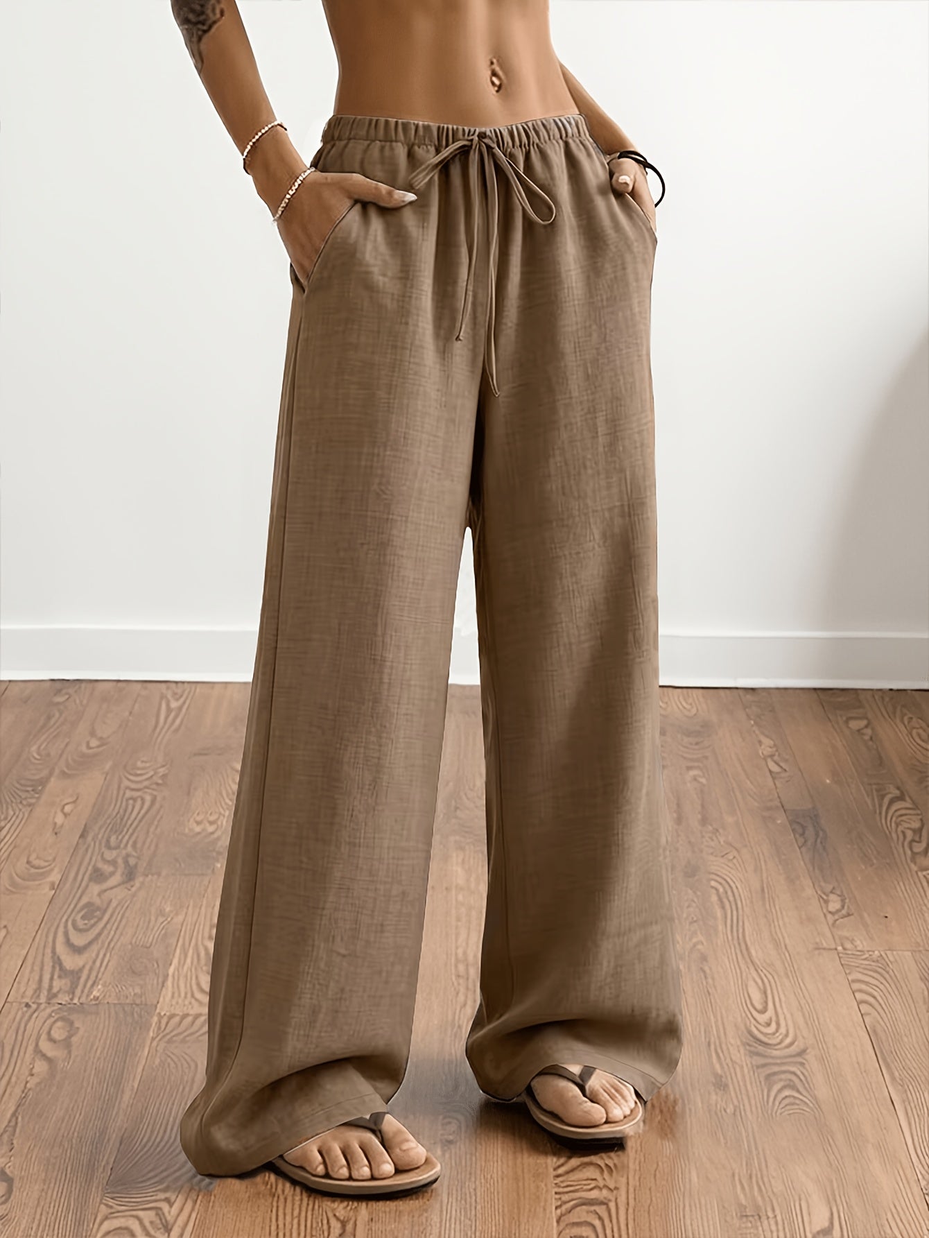 Women’s Summer Wide-Leg Casual Pants with Elastic Waist