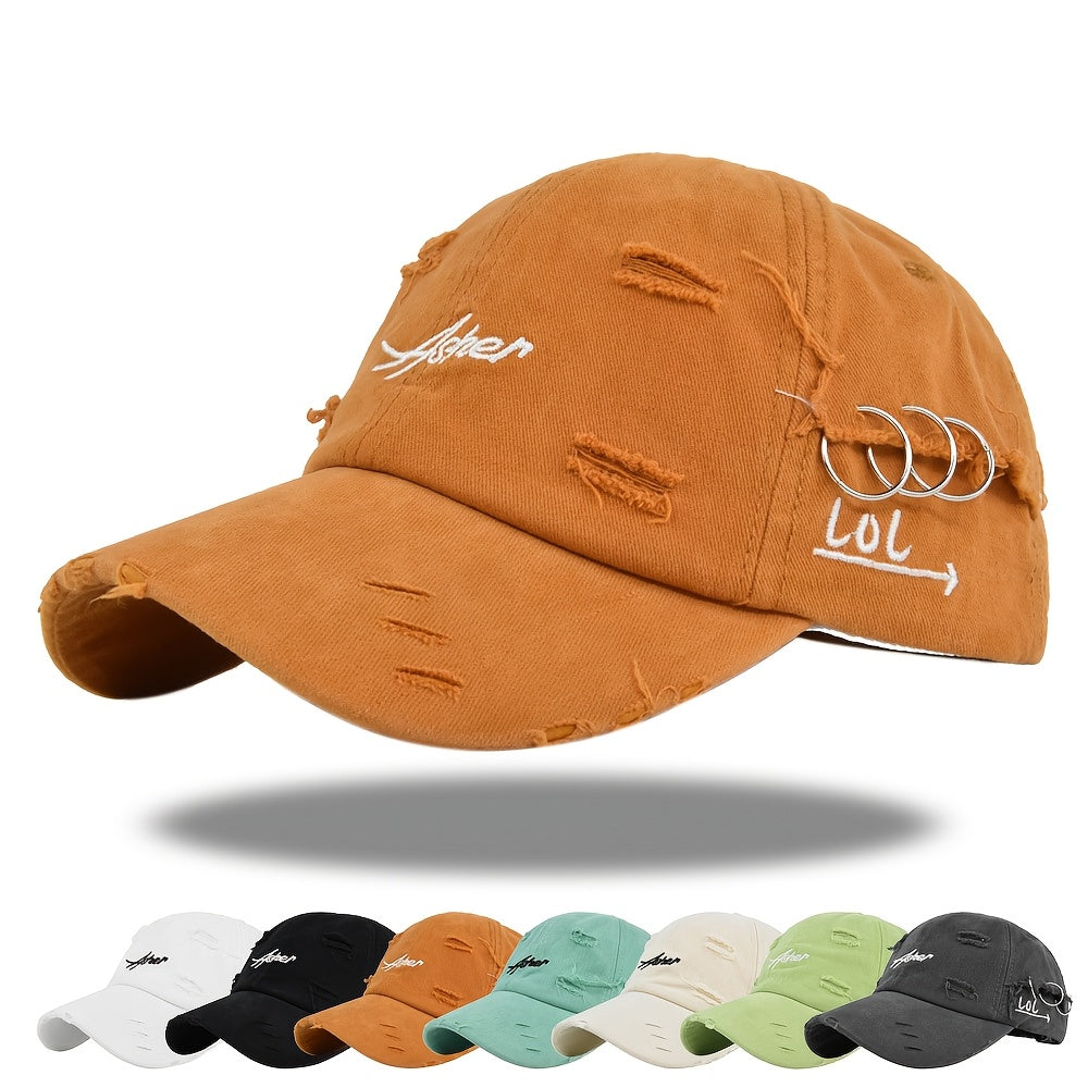 1/2pcs Vintage Ripped Baseball Cap Washed Distressed Dad Hats Letter Embroidery Hip Hop Sun Hats for Women & Men