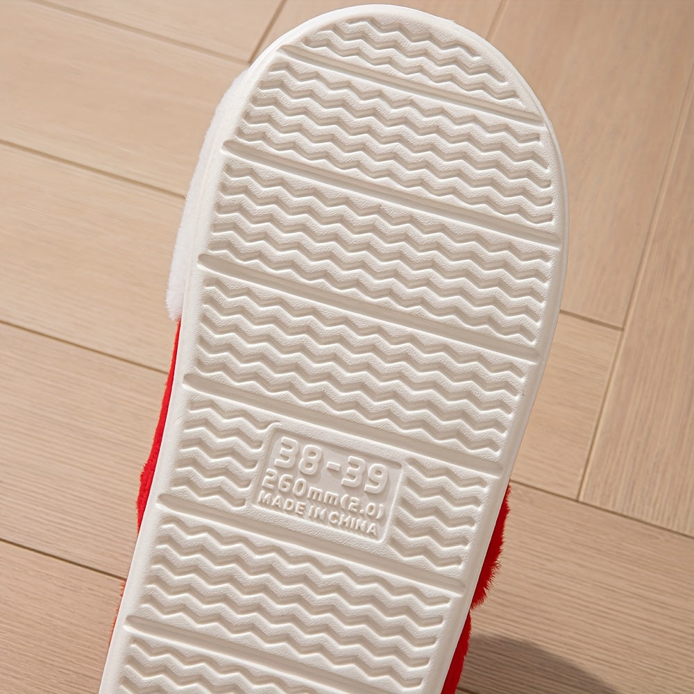 Cozy Christmas Santa Slippers for Women and Men - Warm, Thick Sole, Plush Winter Shoes with Festive Red and White Design, Perfect for Holiday Celebrations, Holiday Slippers|Playful Design|Soft Fabric Upper