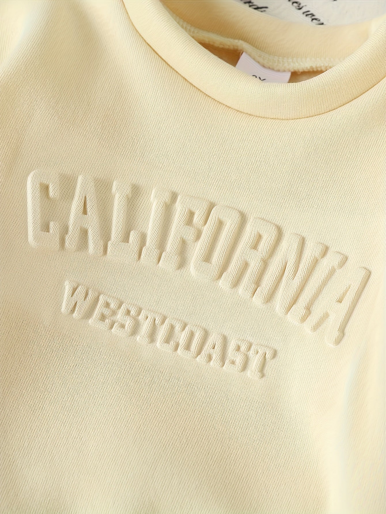 Tween Girls' Autumn/Winter Letter Embossed Warm Lined Sweatshirt and Joggers, Perfect for Outdoor