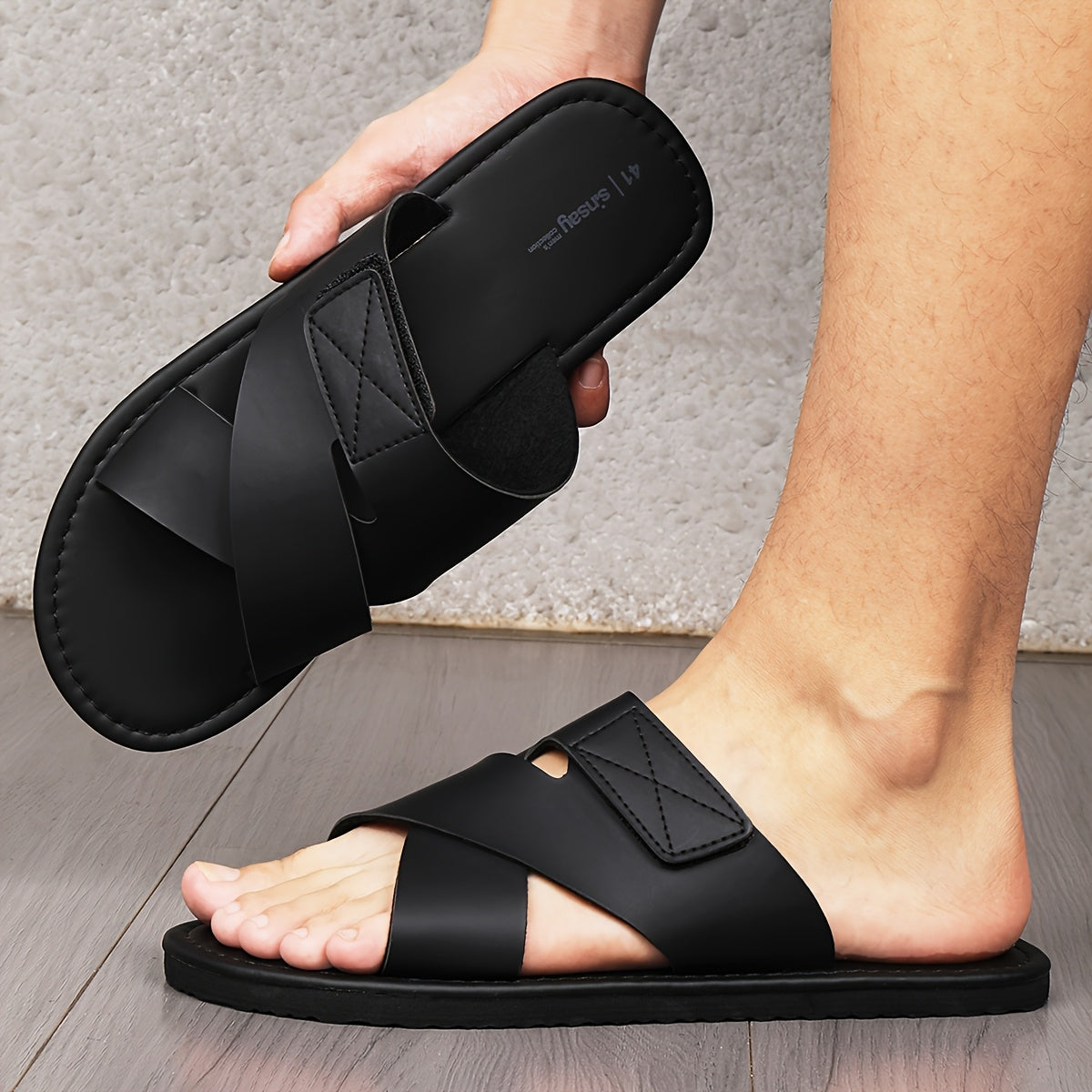 Men's Casual British Style Flat-Soled PU Slippers