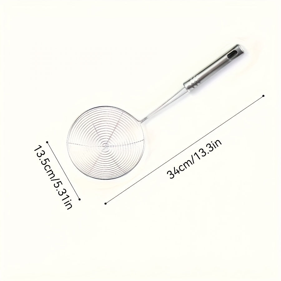 Stainless Steel Strainer Ladle with Handle - Durable Wire Skimmer Spoon for Cooking, Frying & Kitchen Use