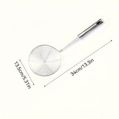 Stainless Steel Strainer Ladle with Handle - Durable Wire Skimmer Spoon for Cooking, Frying & Kitchen Use