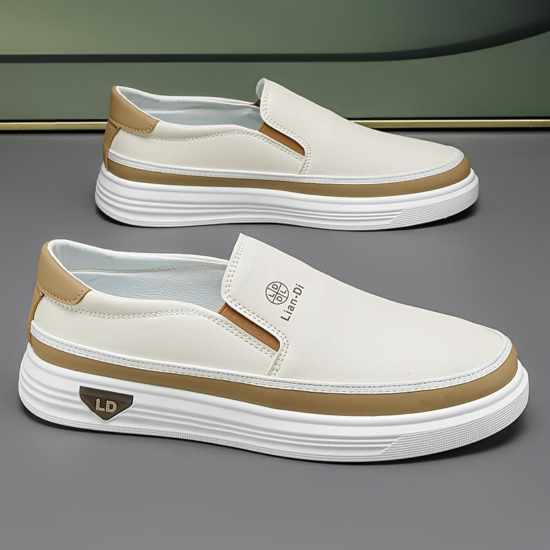 Men's Casual Slip-On Shoes - Lightweight PU, All-Season Comfort