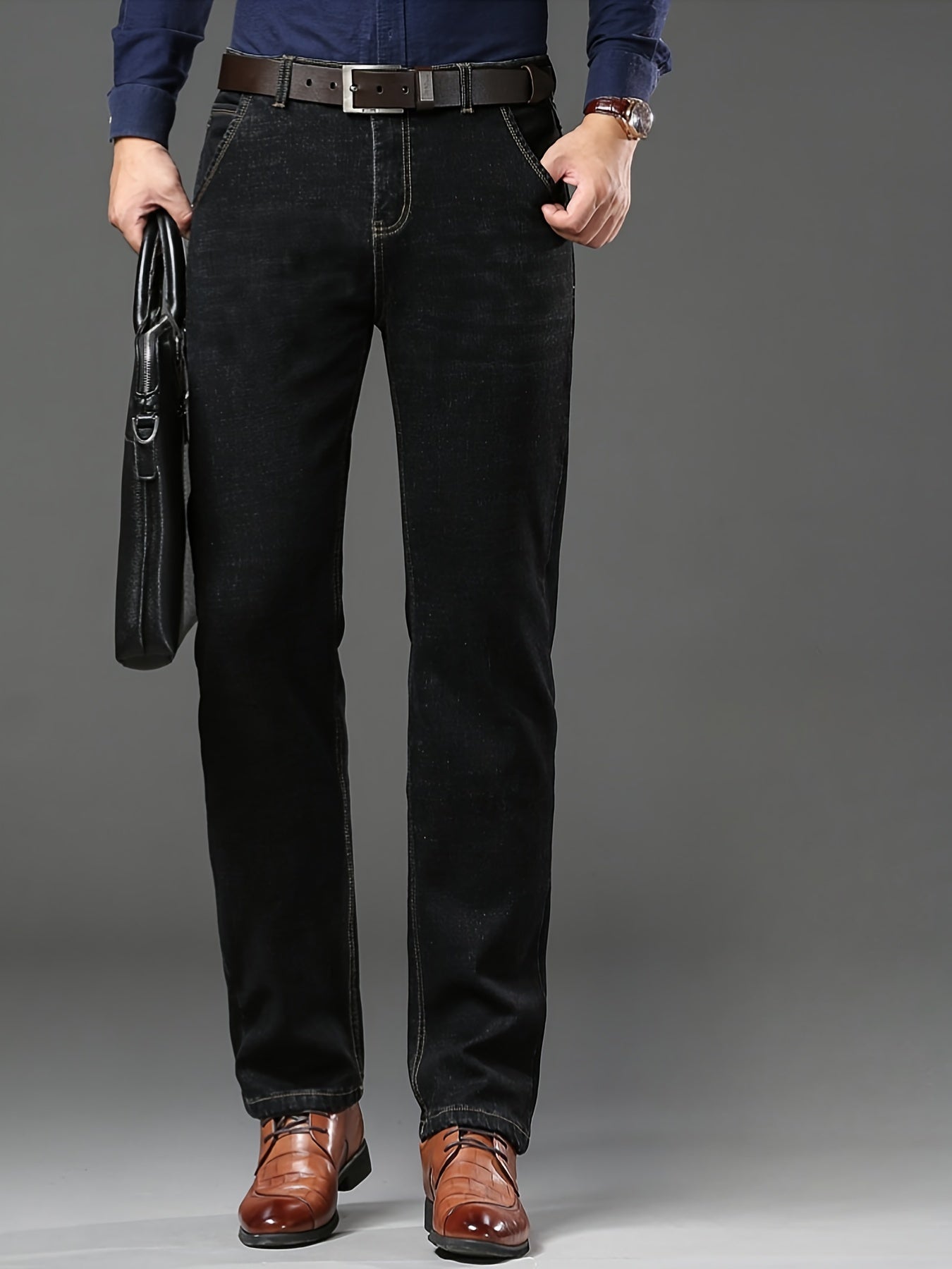 High-quality Men's Denim Trousers, Business Style, Elastic Men's Pants, New Autumn/winter Fashion Trend